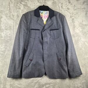 RNT23 London Blazer Sport Coat Mens XXL Grey 3 Buttons Tailored Half Lined 2XL